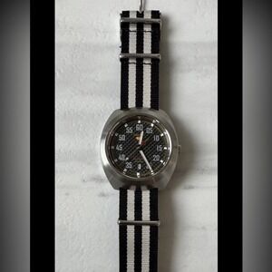 Seiko Silver and Black Watch with Striped Band